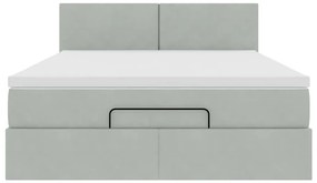 Estrutura de cama otomana com colchão 140x200 cm cinzento claro