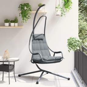 vidaXL Cadeira Suspensa com Suporte e Almofada Antracite de Aço