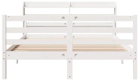 Estrutura cama c/ cabeceira 135x190 cm pinho maciço branco