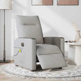 Poltrona massagens reclinável elétrica tecido cinzento-nublado
