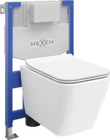 Mexen Cube conjunto embutido WC estrutura Fenix XS-F com sanita e tampa de queda suave, branco brilho - 68030924000