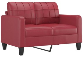 Sofá 2 lugares +almofadas 120cm couro artificial vermelho tinto