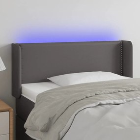 Cabeceira cama c/ LED 83x16x78/88 cm couro artificial cinzento