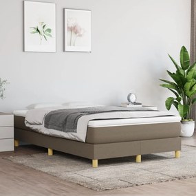 vidaXL Estrutura de cama com molas sem colchão 120x200 cm tecido cinza-acastanhado
