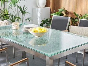 Mesa de refeições em inox e tampo em vidro temperado 180 x 90 cm GROSSETO Beliani