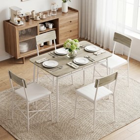 Conjunto de Jantar 5 Peças Mesa de Cozinha Retangular com 4 Cadeiras Acolchoadas 106x66x75 cm Carvalho