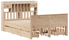Cama com estante sem colchão 140x200 cm pinho maciço