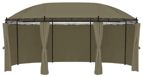 Gazebo c/ cortinas 520x349x255 cm 180 g/m² cinzento-acastanhado