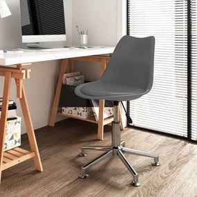 vidaXL Cadeira de escritório giratória couro artificial cinzento