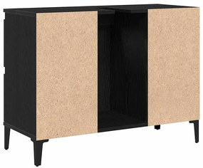 Armário de pia de casa de banho vidaXL Carvalho Preto 80x33x60 cm Made