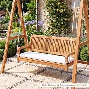 Banco Baloiço de Jardim para 2 Pessoas, 126 x 62 x 60 cm, Madeira de Acácia com Almofada, Natural