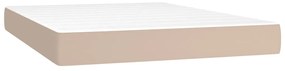 Cama box spring c/colchão/LED 140x200cm couro artif. cappuccino