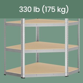 Estante de canto para cargas pesadas até 875 kg com 5 prateleiras 70 x 70 x 180 cm Prateado + Bege