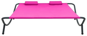 Espreguiçadeira de exterior em tecido cor-de-rosa