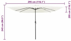 Parasol de Jardim Quadrado com Luzes LED 295x245 cm Areia Branca