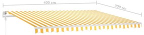 Toldo retrátil manual com postes 4x3 m amarelo e branco