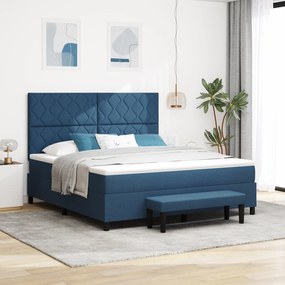vidaXL Cama Box Spring com Colchão &amp; Banco Azul 180x200 cm Tecido