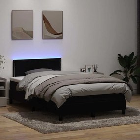 vidaXL Cama box spring c/ colchão e LED 120x220 cm veludo preto