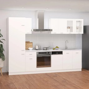 vidaXL 8 pcs conj. armários de cozinha contraplacado branco brilhante