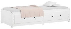 Sofá-cama de solteiro 90x190 cm madeira de pinho maciça branco