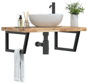 vidaXL Prateleira de parede p/ lavatório aço/madeira de acácia maciça