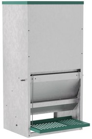 PawHut Comedouro para Aves de 24L de Capacidade Comedouro para Galinhas com Abertura Automática com Pedal 33,5x38,5x66cm Prata