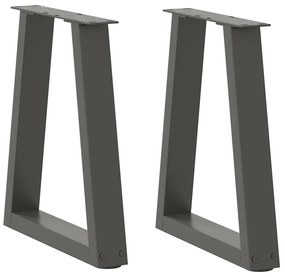 vidaXL Pés para mesa de centro em V, 2 peças, antracite, 38x(42-43,3) cm, aço