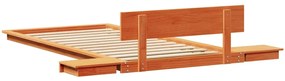 Estrado de Cama no Chão com Mesas de Cabeceira Castanho 75x190cm Madei