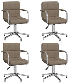 vidaXL Cadeiras de jantar giratórias 4 pcs tecido cinzento-acastanhado