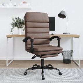 vidaXL Cadeira escritório massagens reclinável couro artif. castanho