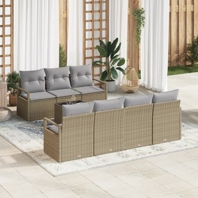 Conjunto de Sofá de Jardim vidaXL 8 Peças com Almofadas Bege Poliratta
