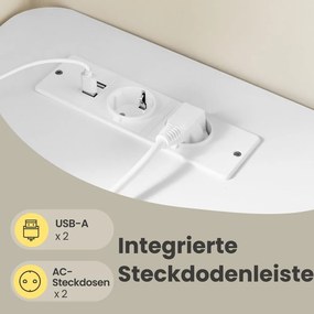 Secretária de canto com regulação elétrica da altura e estação de carregamento 160 x 140 x (72–120) cm branco