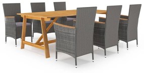 vidaXL 7 pcs conjunto de jantar para jardim cinzento
