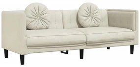 2 pcs conjunto de sofás com almofadas veludo cor creme