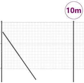 Cerca Euro com 7 postes, 1,6 x 10 m, em aço galvanizado cinza