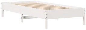 Cama com estante sem colchão 75x190 cm pinho maciço branco