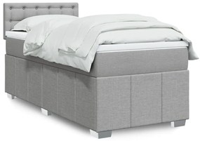 Cama com molas/colchão 90x200 cm tecido cinza-claro