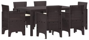 vidaXL Conjunto de Jantar para Jardim 7 pcs Castanho Rattan Polt
