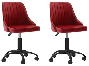 Cadeiras de jantar giratórias 2 pcs veludo vermelho tinto