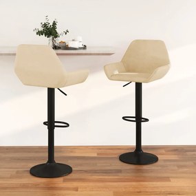 vidaXL Bancos de bar 2 pcs veludo creme
