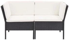 6 pcs conjunto lounge de jardim c/ almofadões vime PE preto
