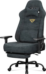 Cadeira de gaming em imitação de camurça com apoios de braços 4D, apoio para os pés e mola ensacada, até 200 kg, cinzento antracite
