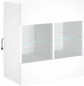 Móvel de parede para TV com luzes LED 58,5x30x60,5 cm branco
