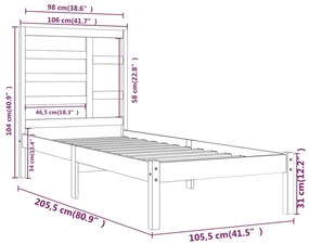 Estrutura de cama 100x200 cm madeira maciça castanho mel