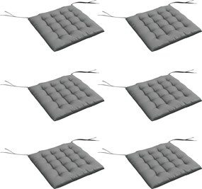 Outsunny Conjunto de 6 Almofadas para Cadeiras de Jantar 40x40 cm 6 Unidades Almofadas para Cadeiras de Jardim Acolchoadas com Fitas Cinzento | Aosom Portugal