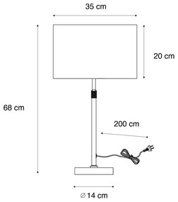 Candeeiro de Mesa Bronze com Abajur em Veludo Taupe 35cm - Parte Moderno,Clássico / Antigo