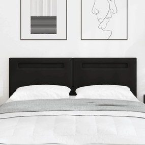 vidaXL Cabeceira LED Preto 160 cm Couro Sintético