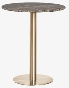 Mesa De Bar Redonda Em Pedra Natural Xiren Ø70 Cm & Mármore Castanho Emperador & Ouro Escovado - Sklum