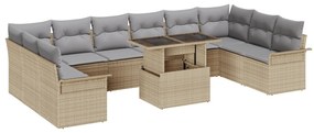Conjunto de Sofá de Jardim VidaXL de 11 Peças com Almofadas Bege Ratta