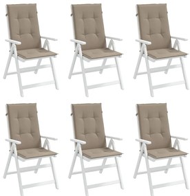 Almofadões cadeiras altas jardim 6 pcs tecido cinza-acastanhado